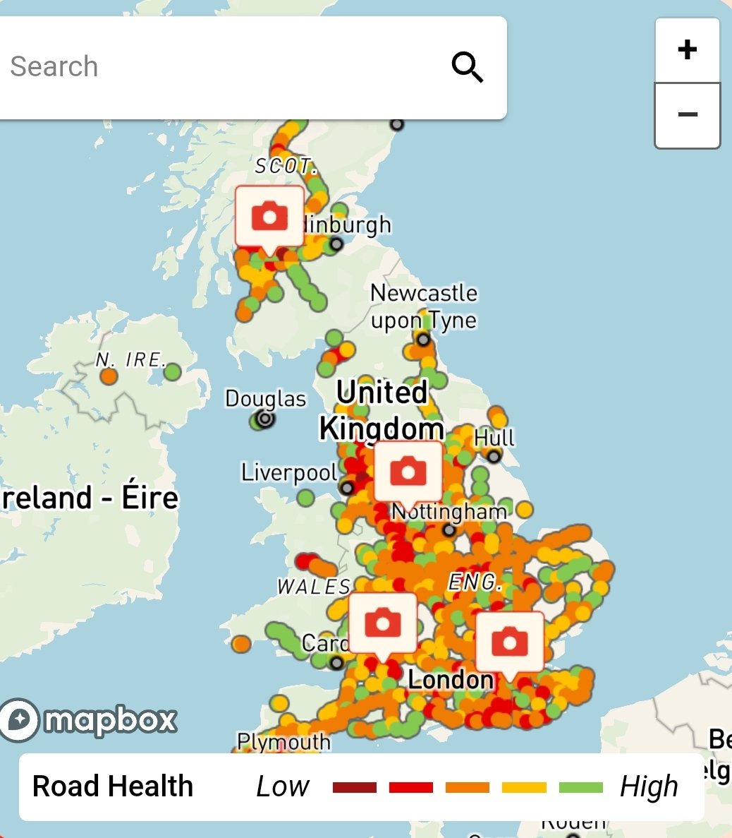 <a href="/localgoveditors/">Localgov.co.uk</a> <a href="/transportgovuk/">Department for Transport</a> <a href="/TransportCttee/">Transport Committee</a> Well, if the DfT wants an idea of the true condition of our awful failing road network. Please look at <a href="/Stanthe_app/">Stan.</a>, the AI being used by over 7k members of the public. Based upon data so far, these are an estimated 11.5m defects on our roads. #JustTheStart