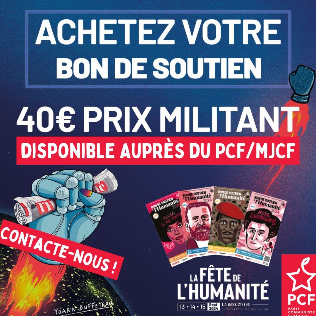 PCFLyon3et6's tweet photo. 📣 La Fête De l'Humanité c'est LE grand moment militant et convivial de la rentrée !
Vous pouvez venir acheter votre bon de soutien auprès de ce compte 🙂
👉 Un bon ouvre un accès aux trois jours de la Fête !
Le site : https://t.co/ZHNGjDCOyG
#huma2024 #FêteDeLHuma https://t.co/hWCulf6Rz4