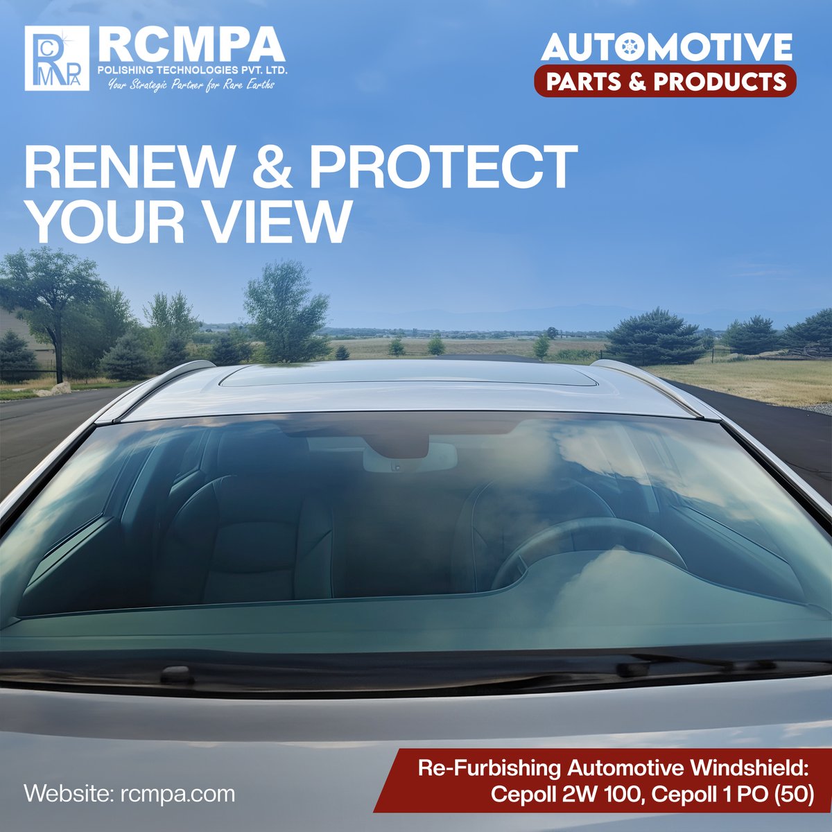 rcmpaglobal's tweet image. Upgrade to Cepoll 2W 100 &amp;amp; Cepoll 1 PO (50) for crystal-clear automotive glass. Refurbish your windshield to make it as good as new. Contact your nearest car repair outlet for Cepoll polish.

📞 Inquiries: +91-7410001651 / 9167835925

#Rcmpa #Cepoll #PolishingPowder #MadeInIndia