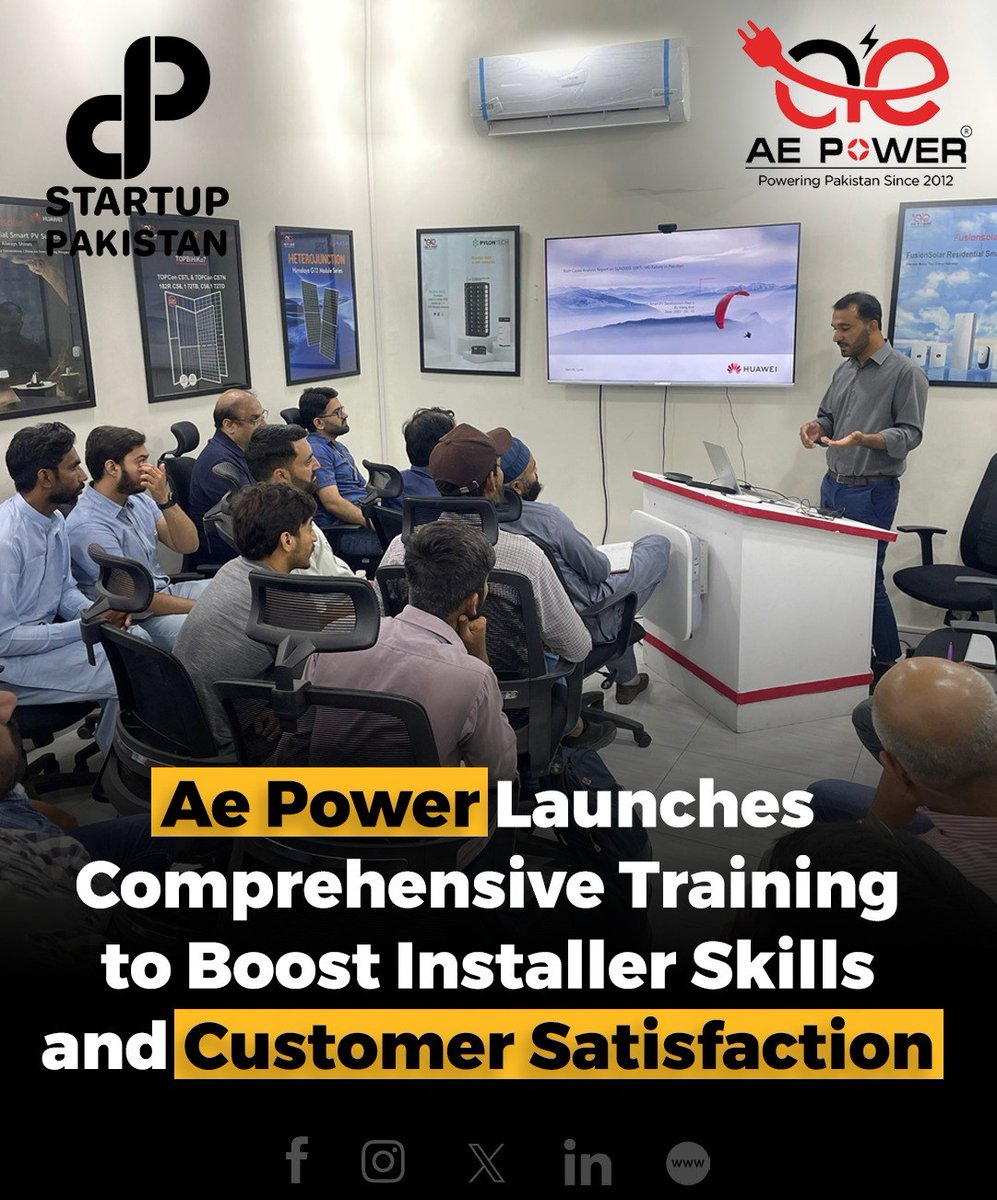 PakStartup's tweet photo. Ae Power has embarked on an extensive training program aimed at empowering our installers with the knowledge and skills they need to overcome the challenges they face during installations.
Read More: https://t.co/ITU6hdOHID
#TrainingProgram #InstallerTraining #SkillDevelopment https://t.co/yVnNrvUQ57