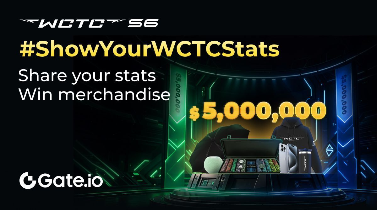 Gate's tweet photo. Welcome to the WCTC S6 Trading Competition! 🎉

#ShowYourWCTCStats

✅ Tag @gate_io
✅ Share your WCTC Stats
✅ Post screenshots of your profits
✅ Fill up - https://t.co/PnyO36hpTN

Win merchandise rewards! 🎁

#Gateio #wctcs6 https://t.co/ZLCA4o99Xu
