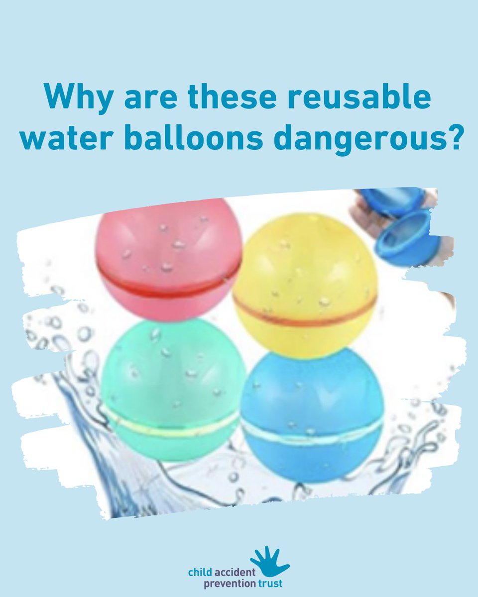 Some reusable water balloons contain high-strength magnets which pop out easily.

These can rip through a child’s gut if swallowed, causing very serious and even life-threatening injuries.

Please don't use these products.

Learn more about magnet safety: capt.org.uk/magnet-safety/