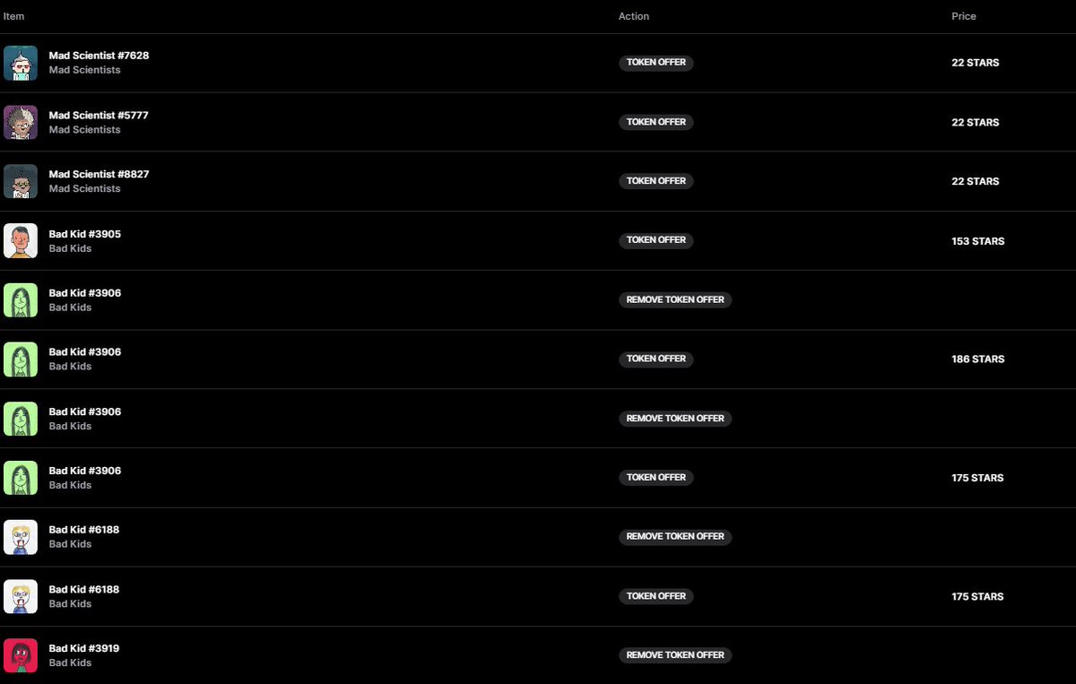 I think it's time to fight this. I respect everyone's right to trade freely as they wish, but in this case it is clearly fraudulent. <a href="/StargazeZone/">Stargaze ✨🔭</a> <a href="/madscientists_x/">Mad Scientists 🧪</a> <a href="/badkidsart/">Bad Kids</a> <a href="/CelestineSloths/">CelestineSloths</a> #madscientists #NFT 

stargaze.zone/p/stars14vgd3y…

🔽
