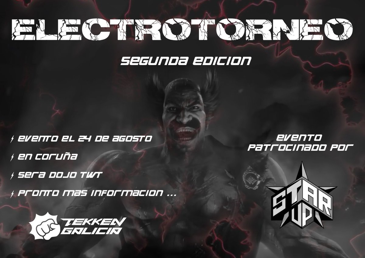 Este año me costó un poco más confirmar que podía hacerlo, pero no sólo se va a hacer, si no que vamos a por todas!, Ahora no puedo decir mas, pronto os daré más información, gracias al patrocinio de <a href="/_Star_UP/">StarUP</a> nos vemos en agosto en el ELECTROTORNEO!, aquí xogamos <a href="/GaliciaTekken/">TekkenGalicia</a>!
