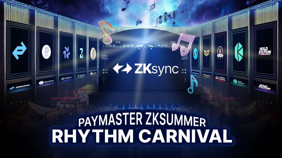 syncswap's tweet photo. 🤑 Wanna win a share of 200,000 $ZK? 💰 Join the #Paymaster ZKSummer: Rhythm Carnival!

SyncSwap is excited to team up with @HoldstationW and other top projects on @ZKsync for this incredible 200,000 $ZK giveaway!

⏰ Event period: July 24th - August 24th

Experience the power of #Paymaster as you effortlessly pay gas fees with various tokens, unlocking new possibilities within the #ZKsync ecosystem

How to participate: 
Make a swap on SyncSwap with a minimum value of $20 & use Paymaster

-Every trade you make earns you points that can be redeemed for a share of the 200,000 $ZK prize pool!

Check out the blog for more info and start earning: https://t.co/SVLQiEW3Ug