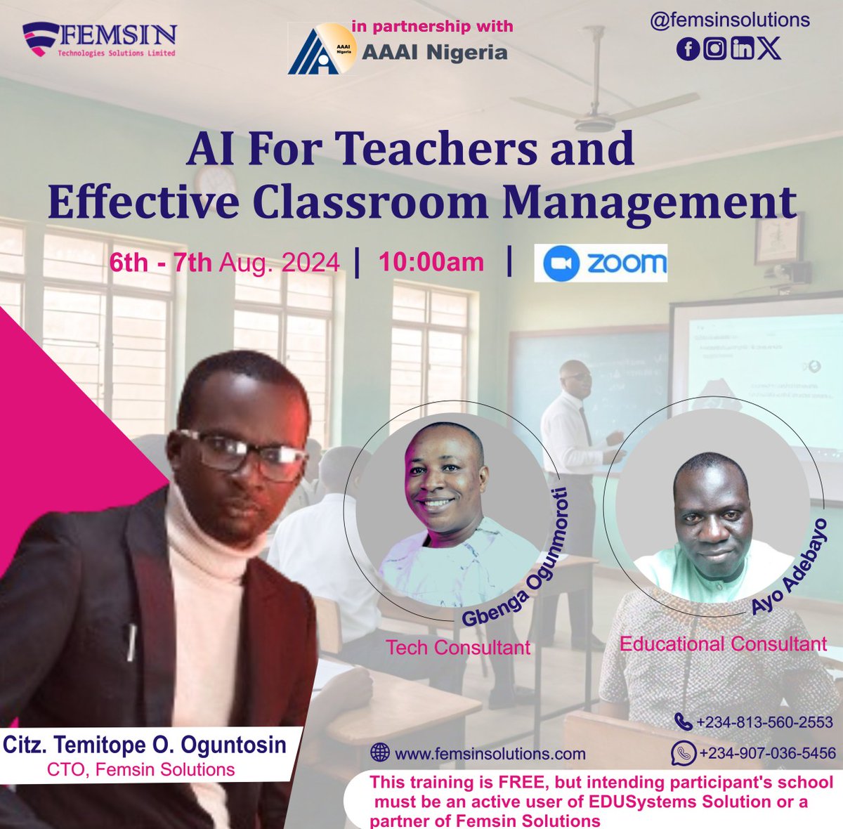 FemsinSolutions's tweet photo. Be part of our amazing upcoming two-day training for teachers of all schools partnering with us. The training is virtual and will come up on the 6th and 7th of August, 2024. It's FREE. More details on the flyer. 

#Leak Protest Dangote Abuja 1st of August https://t.co/s9Yvhla2uV