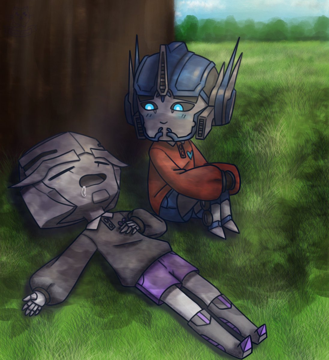 LiriyaPrime's tweet photo. There is so much, so much - not enough time for anything. Either household chores, then going to university, or something else. Well, okay, enough complaining - here's a new art with these kids 💙💜).

#myart #transformersprime #transformersfanart #transformersprimeau #megop https://t.co/FdP7c3t6YB