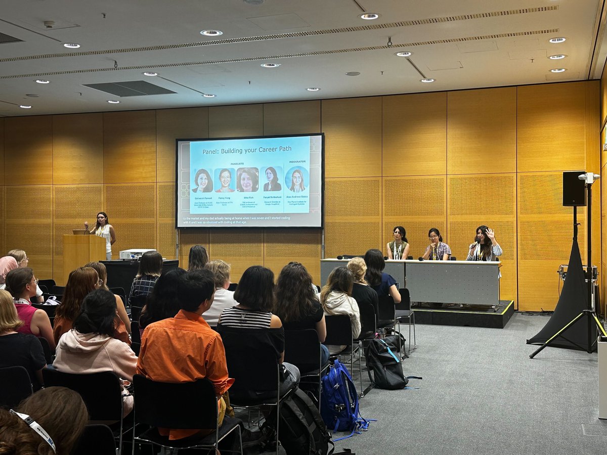 WiML (@wimlworkshop) on Twitter photo Just wrapped up an insightful panel on "Building Your Career Path" at our workshop! 🚀 Our panelists shared invaluable advice and stories with our attendees. Thank you <a href="/FeryalMP/">Feryal</a> <a href="/gfarnadi/">Golnoosh Farnadi @NeurIPS2024</a> <a href="/FannyYangETH/">Fanny Yang</a> <a href="/astoica73/">Ana Stoica</a> ! #WiML #ICML Just wrapped up an insightful panel on "Building Your Career Path" at our workshop! 🚀 Our panelists shared invaluable advice and stories with our attendees. Thank you <a href="/FeryalMP/">Feryal</a> <a href="/gfarnadi/">Golnoosh Farnadi @NeurIPS2024</a> <a href="/FannyYangETH/">Fanny Yang</a> <a href="/astoica73/">Ana Stoica</a> ! #WiML #ICML