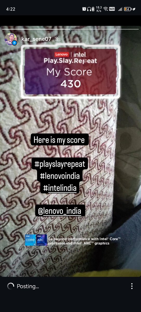 Kar_sene's tweet photo. Here is my score
#playslayrepeat
#lenovoindia
#intelindia
@Lenovo_in https://t.co/vROSISaQMh