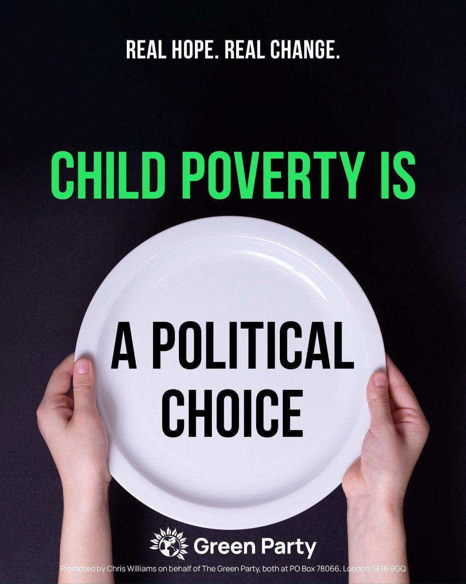 Keir Starmer's Labour Party failed to vote to scrap the two-child benefit cap.

Green MPs voted to scrap it.

Remember, keeping children in poverty is a political choice.