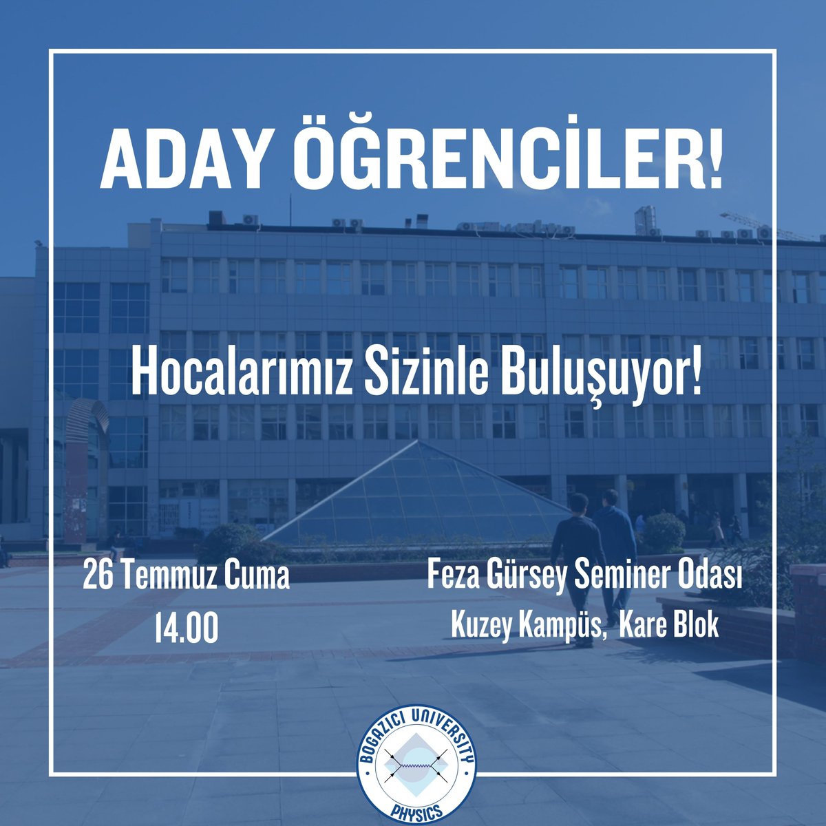 26 Temmuz Cuma günü saat 10.15'te Güney Kampüs Albert Long Hall'de bölüm tanıtımımız var.

Ayrıca Saat 14.00'te bölümde buluşacağız. Hocalarımız da, sorularınız ve merak ettikleriniz için orada olacak.

Bizler de öğrenciler olarak tanıtım günü boyunca sizlerle olacağız.