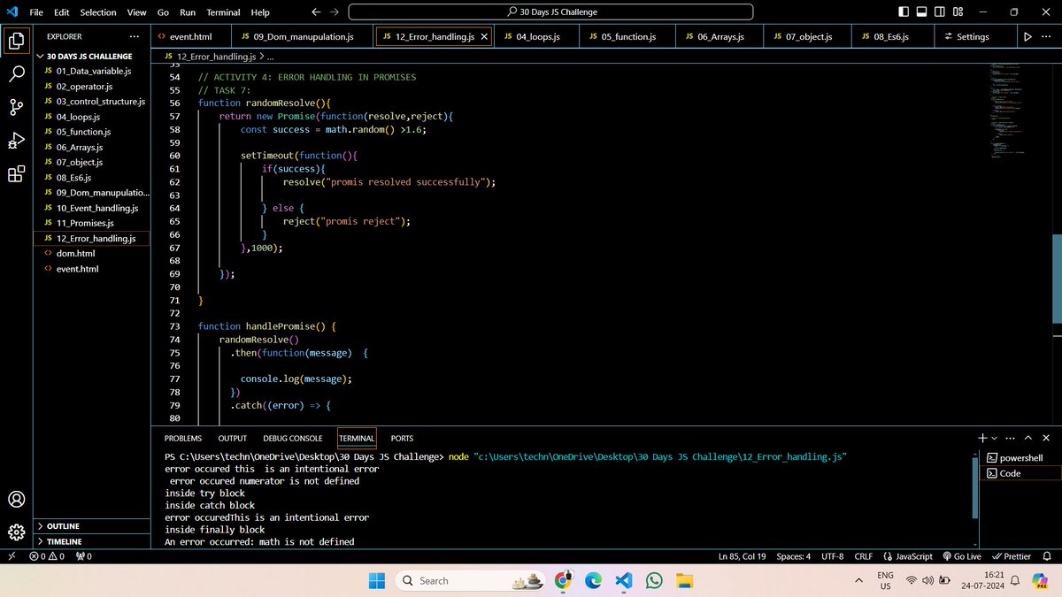 mr_yadav__70's tweet image. 30 Dyas Javascript Challange #day12 Completed:
Task Day 12: ERROR HANDLING IN JAVASCRIPT
#chaiorcode #webdev #javascript #connect