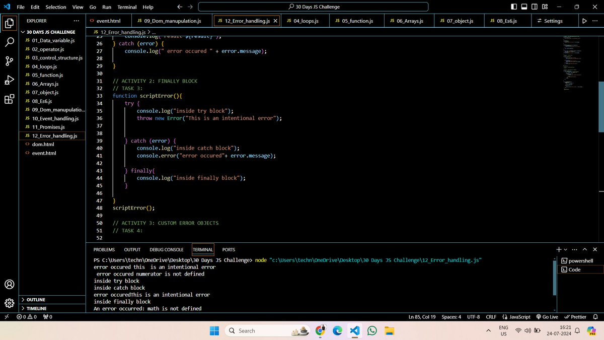mr_yadav__70's tweet image. 30 Dyas Javascript Challange #day12 Completed:
Task Day 12: ERROR HANDLING IN JAVASCRIPT
#chaiorcode #webdev #javascript #connect