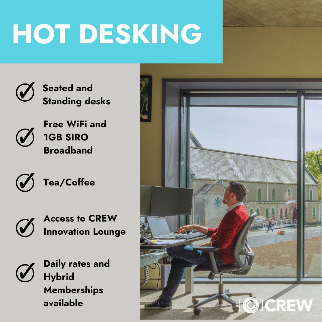CREWDigital1's tweet image. 🔥 Hot-desking can increase productivity, creativity, and flexibility for self-employed and remote workers? CREW is here for you with multiple hot desking options from day passes to hybrid memberships.
 
🔥 hello@crewdigital.ie

#hotdesking #remotework #cowork #CREWHub #galway