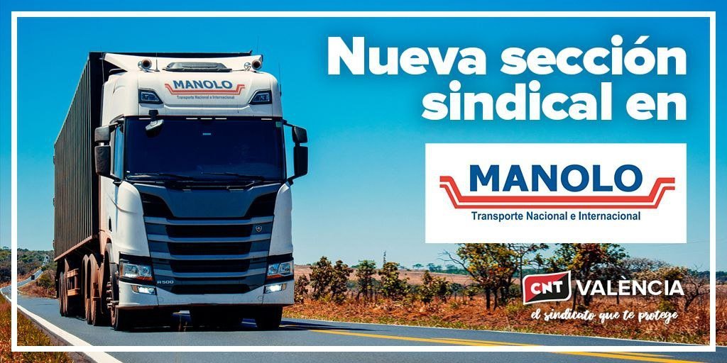 CNTsindicato's tweet photo. VALENCIA | Continuamos creciendo en el sector del transporte. Los trabajadores de Transportes Manolo constituyen sección sindical y se integran en @CNT_Valencia.

Excesos en las jornadas y el cumplimiento del convenio colectivo serán los ejes de lucha en este inicio
#CuentaConCNT https://t.co/c2eLVSq00P