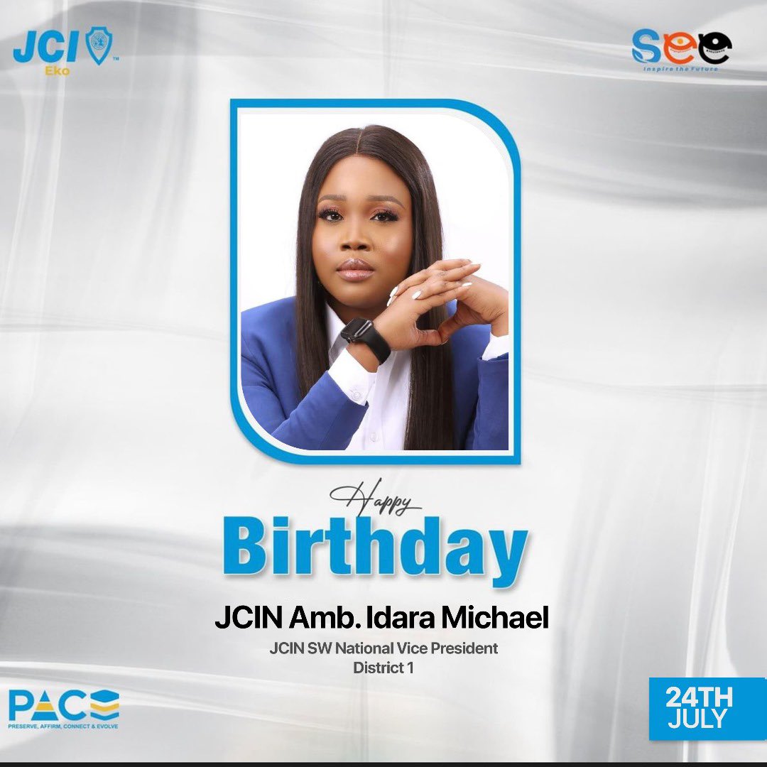 JCIEKO's tweet photo. JCI Eko wishes our exceptional NVP a happy birthday!

Happy birthday to our inspiring National Vice President, JCIN Amb Idara Micheal. 

Your leadership and dedication to JCI empower us all to strive for excellence and create positive change in our communities. https://t.co/xT0h0pYz79