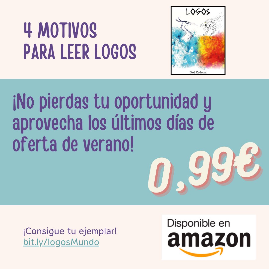 NoeCodonal's tweet photo. ¡Ya quedan pocos días para disfrutar de Logos por menos de lo que cuesta un café!

¡Aprovechad la oportunidad! 😉👍

https://t.co/0PXnTE2Zcs

#promocion #logosMundo #lecturaParaElVerano #verano #lectura #piscina #recomendacion #lij #fantasía https://t.co/Z8XmZZqCEr