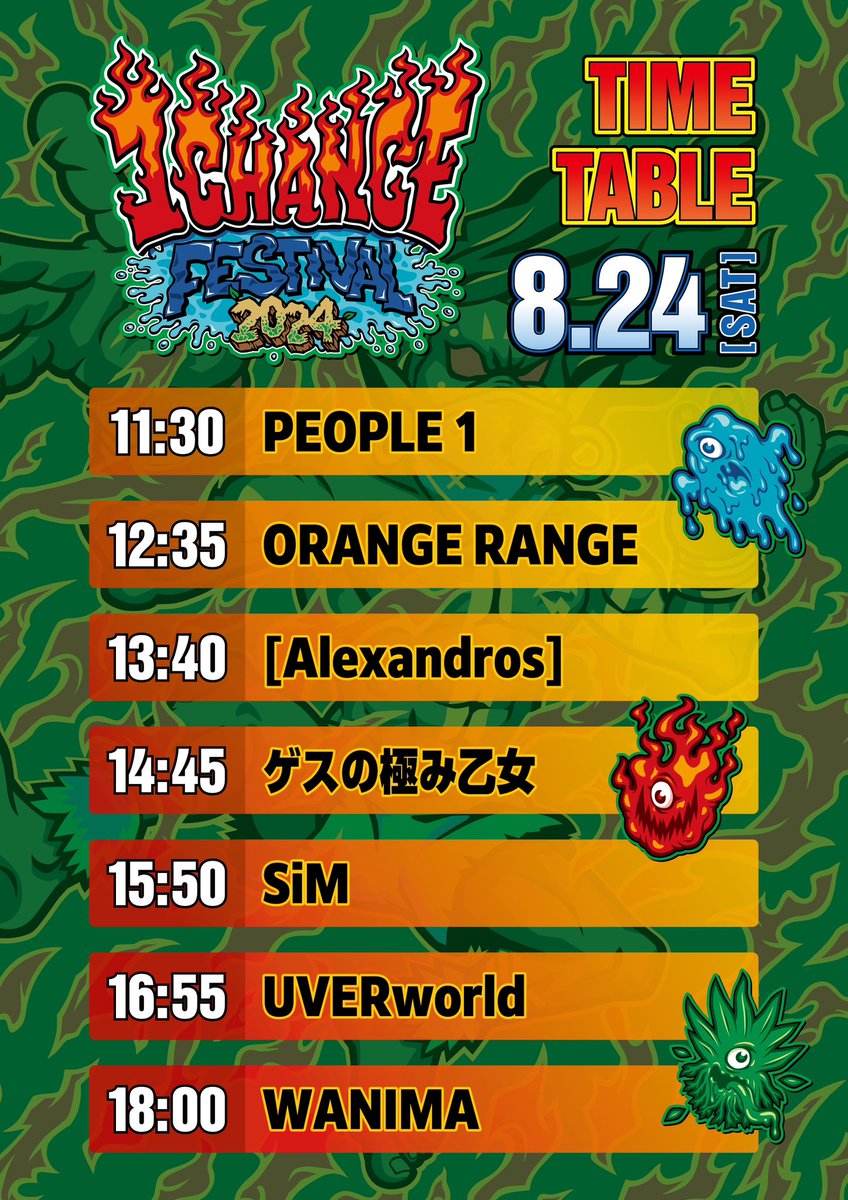🔥🔵🔥1CHANCE FESTIVAL 2024🔥🔵🔥 タイムテーブル解禁 PEOPLE 1は8