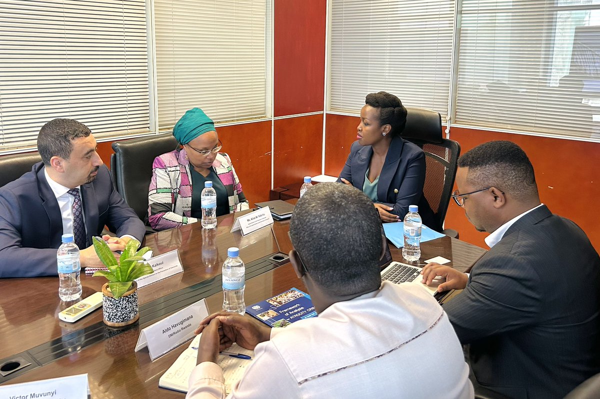 RwandaICT's tweet photo. This morning, Hon. @MusoniPaula 
received a courtesy visit from Ms. @WairimuANderitu, Special Adviser to the UN Secretary-General on the Prevention of Genocide. They discussed leveraging technology, specifically Al, to prevent hate speech. https://t.co/5wUBIDBwrU