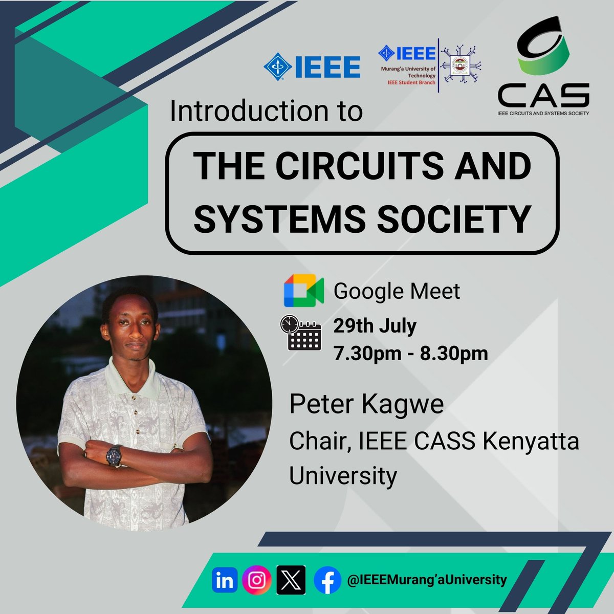 The IEEE Circuits and Systems Society (CASS) is a prestigious organization dedicated to the advancement of theory, analysis and design.

Introduction to CASS society meeting.
Monday, 29 Jul  •  19:30–20:30
Google Meet joining info
Video call link: meet.google.com/hcn-nucu-xkv