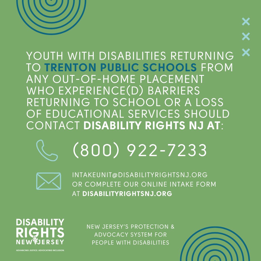 AdvocateDRNJ's tweet image. In response to the compliant filed by Disability Rights New Jersey, State Investigation finds Trenton Public Schools failed students with disabilities returning from out-of-home placements.
Read the full News Release here: conta.cc/3zWMXdu
@NewJerseyDOE @TrentonPublicSc