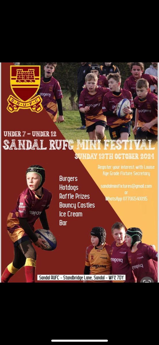Please retweet for me! 
A handful of spaces left to fill.
Clubs from all over Yorkshire, Lancashire, Cheshire &amp; North Wales!
Come join the fun at Sandal Rufc ☀️☀️
<a href="/YRFU_Official/">YRFU_Official</a> <a href="/sandalrufc/">Sandal RUFC</a> <a href="/MiniRufc/">Sandal RUFC Mini & Juniors</a>