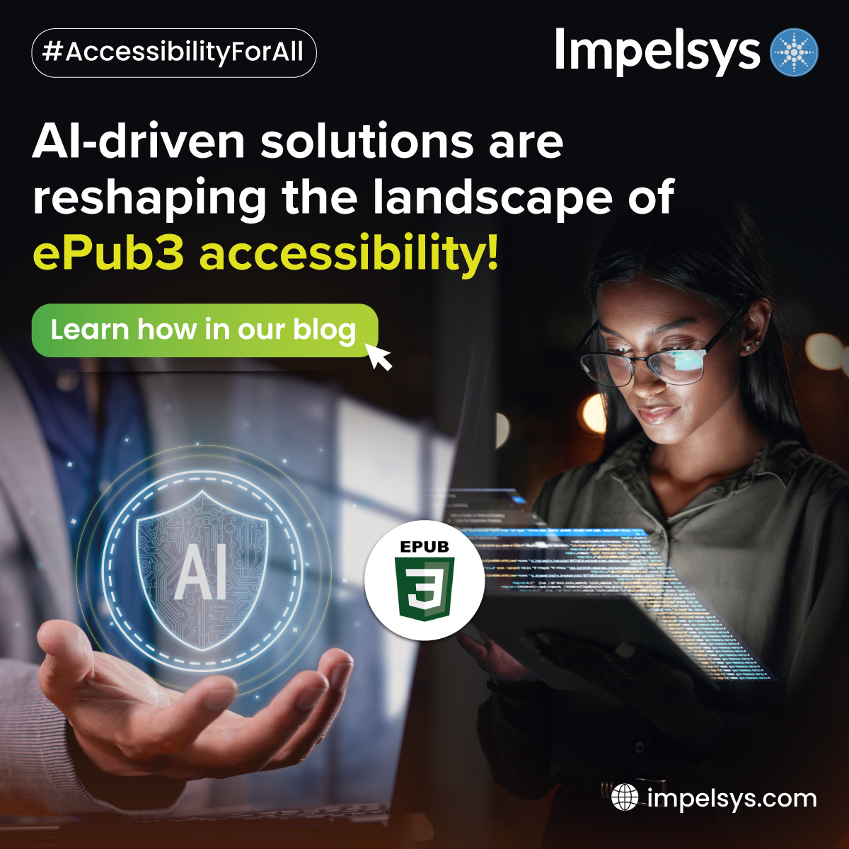 Impelsys's tweet image. #Impelsys leads the way in #ePub3 #accessibility with #AI-driven solutions that seamlessly integrate assistive technologies. Read our blog to learn more: impelsys.com/blog/making-ep…

#AccessibilityForAll #ScreenReader #AssistiveTechnology #AccessibleDesign #InclusiveDesign
