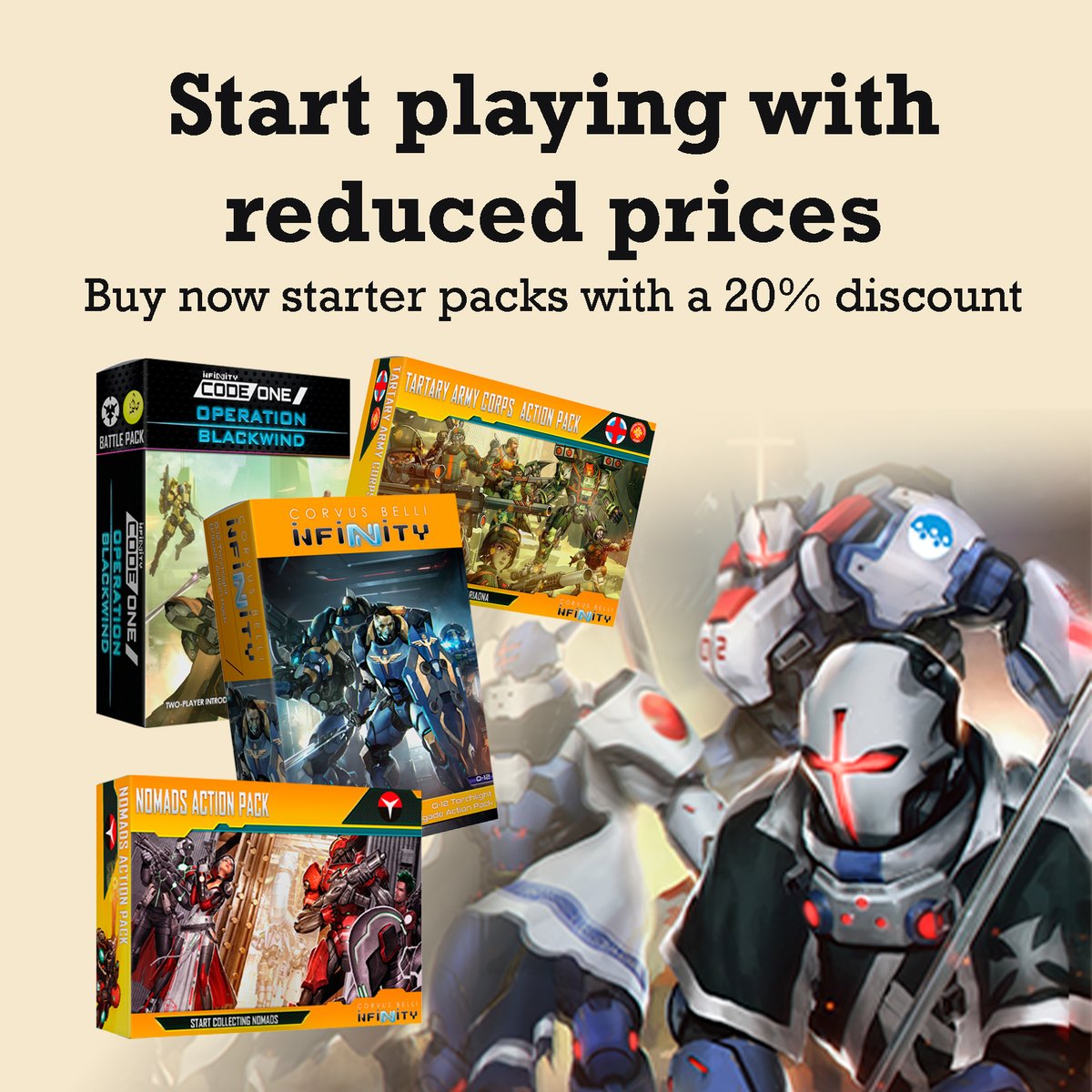 This is the sign you were waiting for to start playing Infinity. Go to the online store and discover these great discounts! store.corvusbelli.com/en/
#infinityuniverse <a href="/corvusbelli_/">Corvus Belli Official</a>