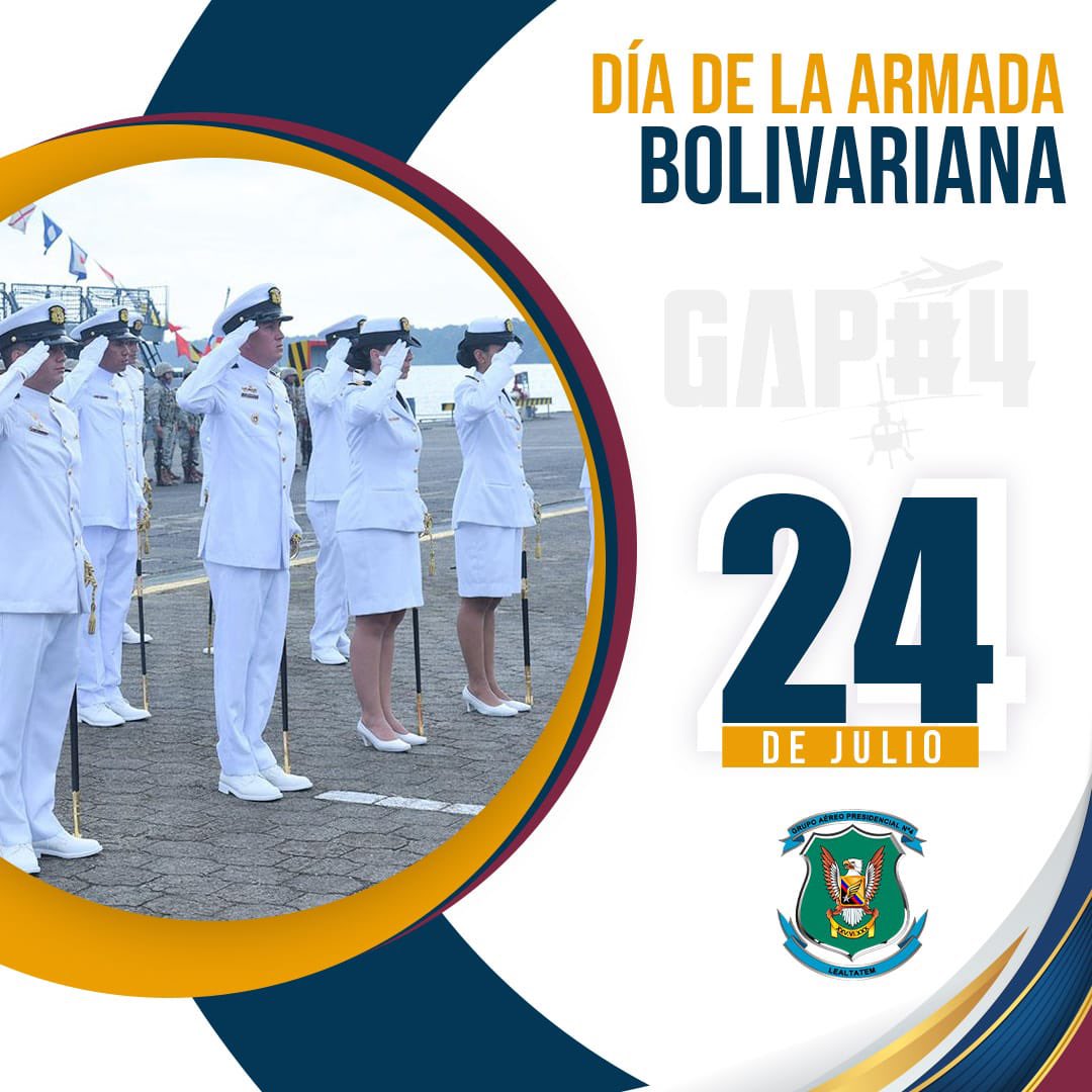 Gapn_4's tweet photo. #Efemérides || Desde el #GAP4 celebramos el Día de la Armada Bolivariana, fecha que enaltece el trabajo de los hombres y mujeres que con amor y compromiso patrio defienden los espacios acuáticos de nuestra nación.
¡A ustedes nuestra mayor admiración! https://t.co/S9JP10n64t