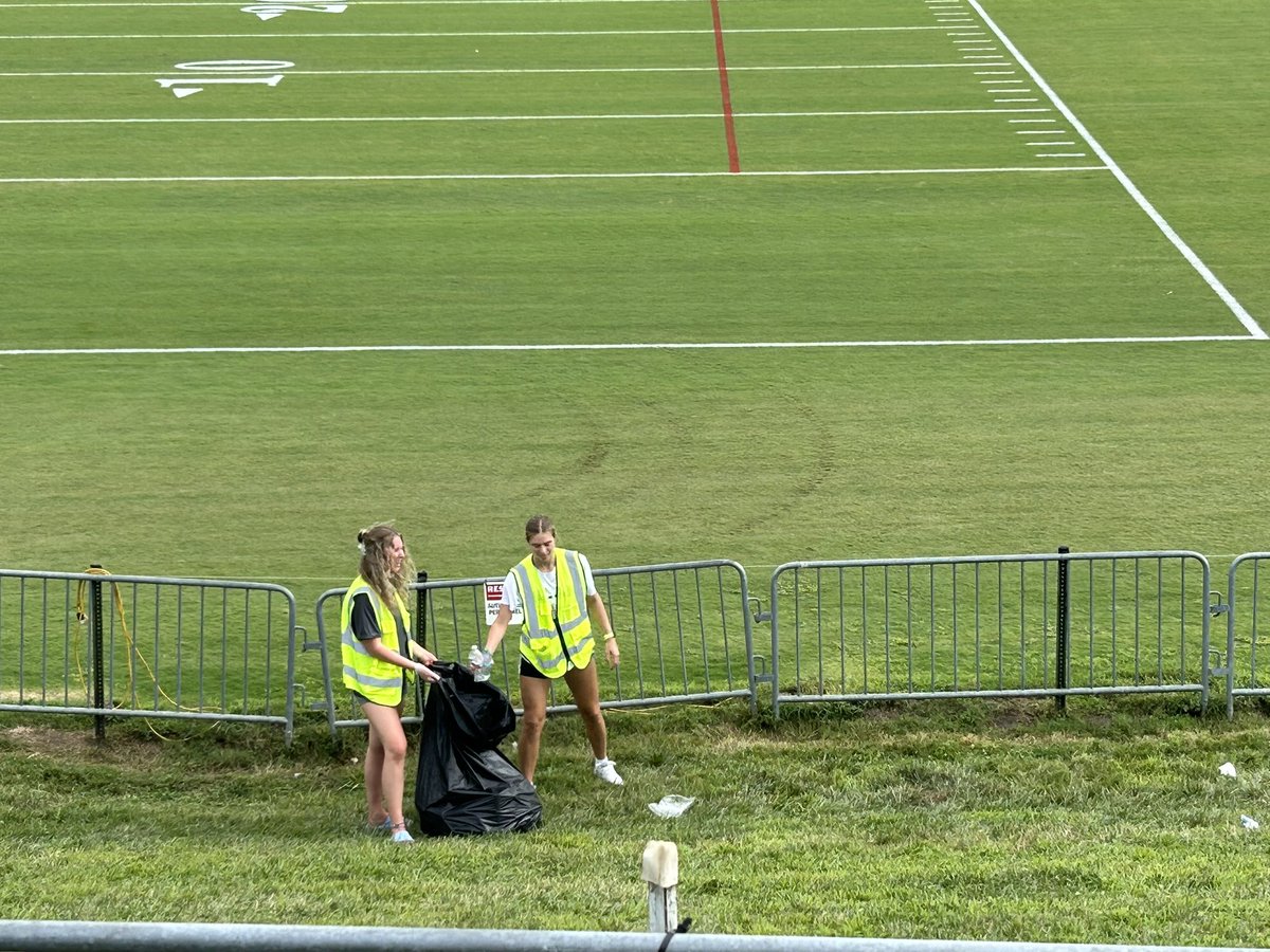 After <a href="/Chiefs/">Kansas City Chiefs</a> fans left #TrainingCamp, these <a href="/MWSUGriffons/">MoWest Athletics</a> students cleaned the hill and grounds getting camp ready for the next day…as they do every day—
with smiles🙂! 
Kudos, <a href="/MissouriWestern/">MoWest</a>! 

#kcchiefs #ChiefsKingdom