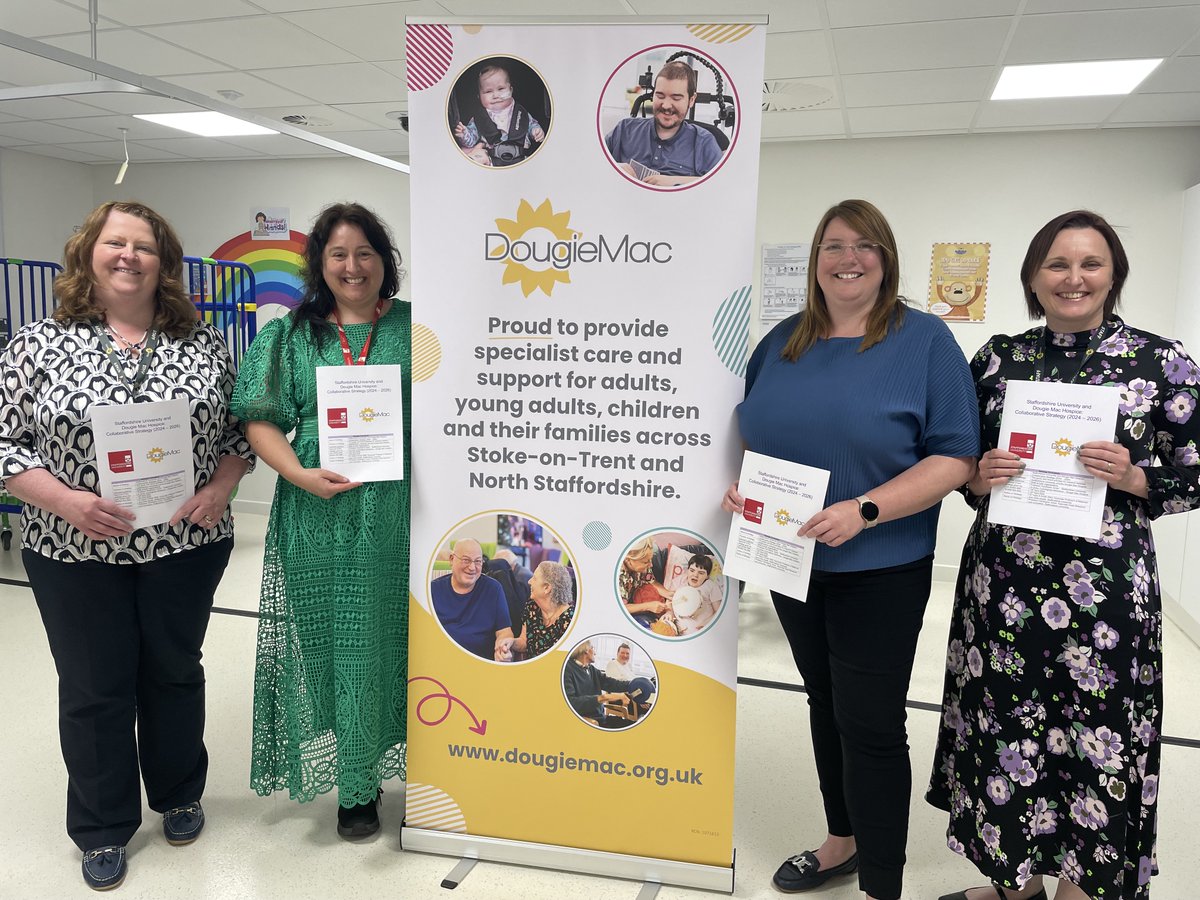 We've launched a research partnership with @StaffsUni into palliative &amp; end of life care 🙌

The collaboration will support research, education, knowledge exchange &amp; the development of students &amp; staff at both organisations. 

Read the full story 👇
dougiemac.org.uk/university-and…