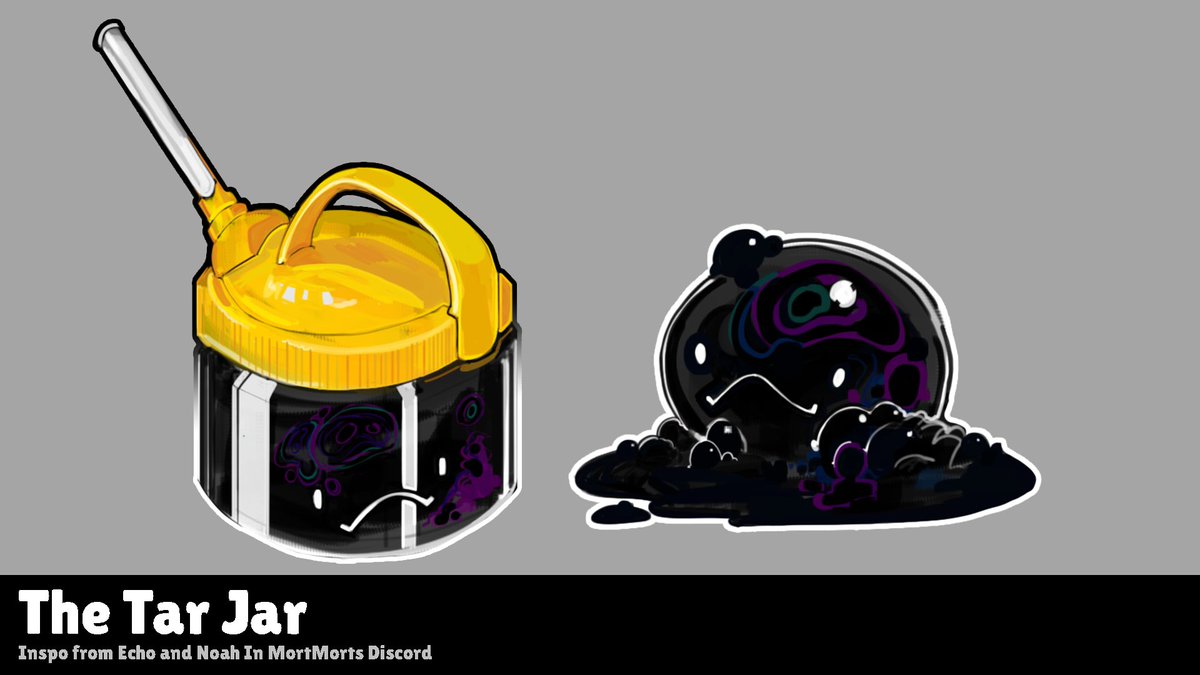 ArthurCandeland's tweet photo. Some Fan Item concepts, for @MortMort_ 's Kart Racer Prototypes, a Mariokart banana equivalent, The Tar Jar breaks on impact with the ground leaving a glob of tar as a hazard on the road. #conceptart #digitalart https://t.co/v3tmhkobcO
