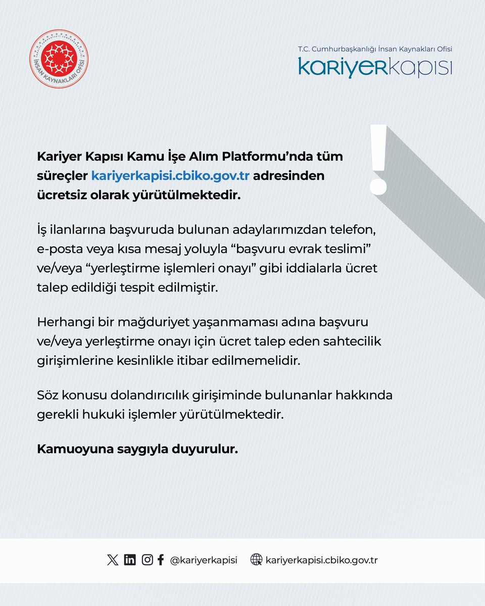 Kamuoyuna saygıyla duyurulur.