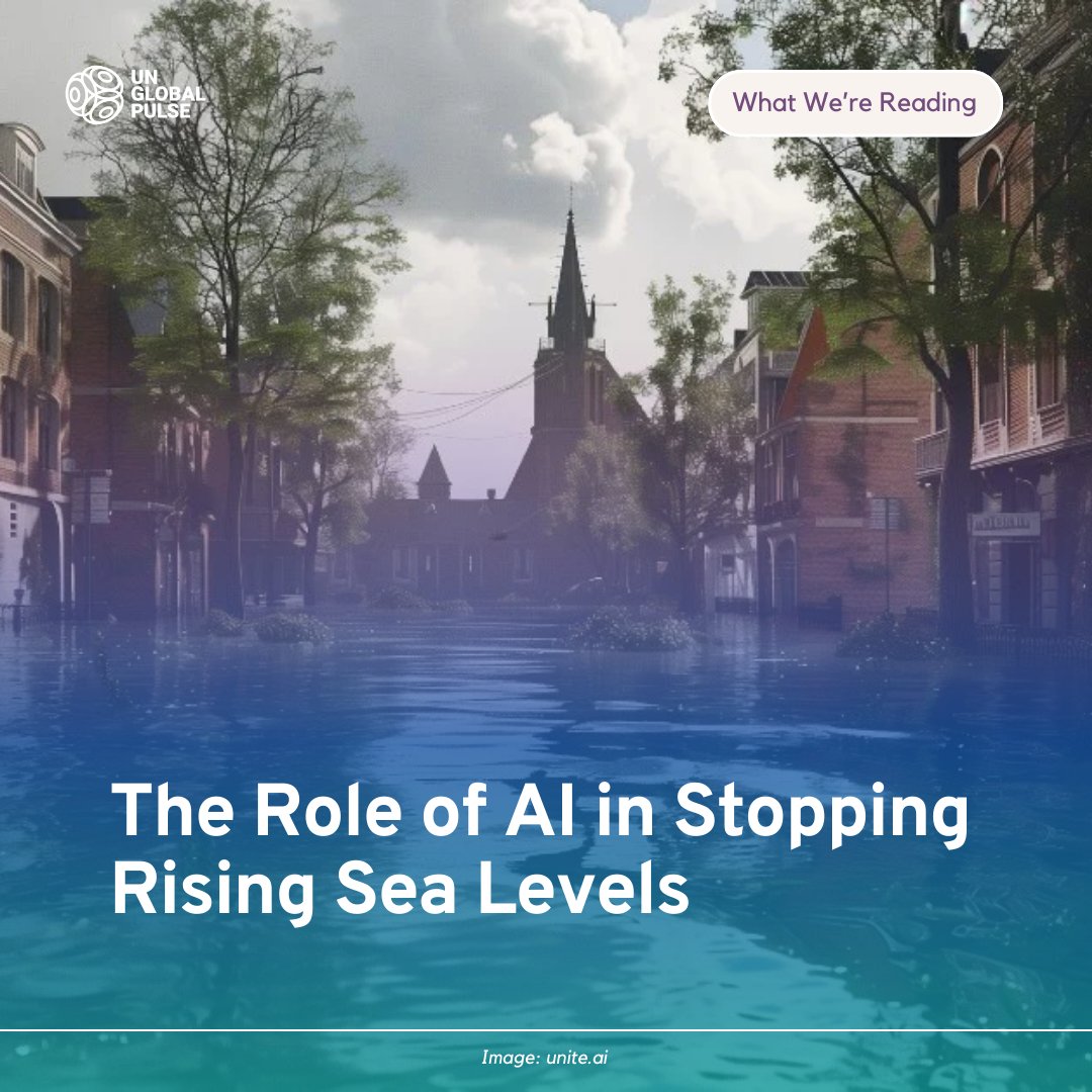 UNGlobalPulseAP's tweet photo. #AI can play a transformative role in the fight against #SeaLevelRise. Algorithms can support developing effective planning & mitigation strategies for coastal communities. Read more: https://t.co/7IegQpr2Ne
#ClimateAction #Innovation4Dev #ClimateAdaptation https://t.co/GhfI4TkKF1