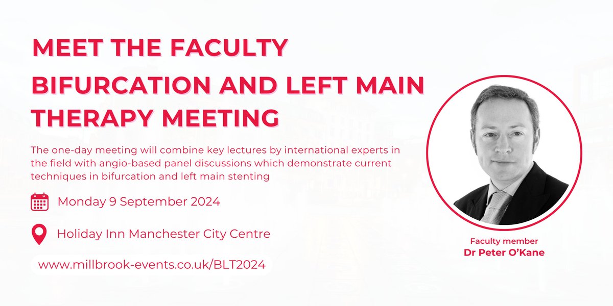Millbrook Medical Conferences (@millbrookmed) on Twitter photo You won't want to miss <a href="/DrPeterOKane/">Dr Peter O'Kane</a>'s update on left main therapy at the #BLTCourse on Monday 9 September 2024!
Register for the Bifurcation and Left Main Therapy Meeting: millbrook-events.co.uk/BLT2024
cc: <a href="/kristelDr15/">Dr Kristel Longman 💙 🇬🇧🇧🇸</a> <a href="/K_DeSilva/">Kalpa De Silva</a> <a href="/ford1102/">Farzin Ordoubadi</a> <a href="/karimratib/">Karim Ratib</a> <a href="/oliverguttmann/">Oliver Guttmann</a>
#CardioEd You won't want to miss <a href="/DrPeterOKane/">Dr Peter O'Kane</a>'s update on left main therapy at the #BLTCourse on Monday 9 September 2024!
Register for the Bifurcation and Left Main Therapy Meeting: millbrook-events.co.uk/BLT2024
cc: <a href="/kristelDr15/">Dr Kristel Longman 💙 🇬🇧🇧🇸</a> <a href="/K_DeSilva/">Kalpa De Silva</a> <a href="/ford1102/">Farzin Ordoubadi</a> <a href="/karimratib/">Karim Ratib</a> <a href="/oliverguttmann/">Oliver Guttmann</a>
#CardioEd