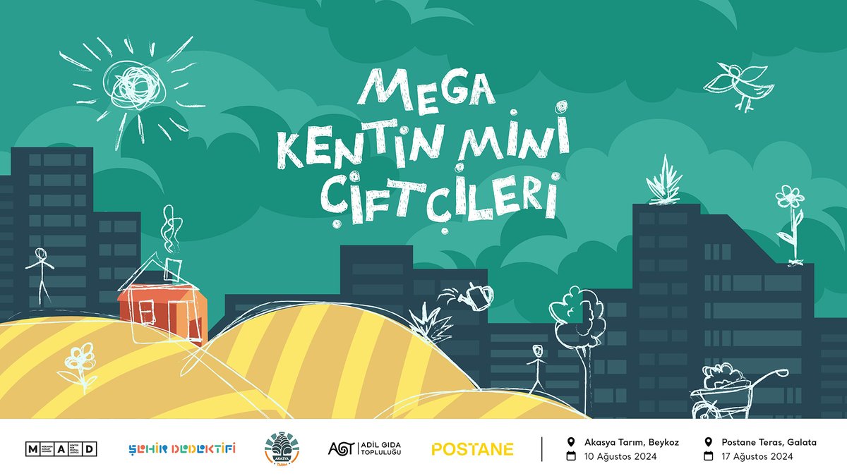 📢🌱 MEGA KENTİN MİNİ ÇİFTÇİLERİ: İstanbul’da Tarımı Keşfediyoruz! 🍅 🍆 🥔 🥕 🥒 🥦
🗓️ 10 Ağustos ➔ 📍Akasya Tarım
🗓️ 17 Ağustos ➔ 📍Postane Teras
🔎 Ayrıntılı bilgi ve katılım formu:
🔗 mekandaadalet.org/mega-kentin-mi…

#kenttarımı #megakentinminiçiftçileri #çocuk #tarım