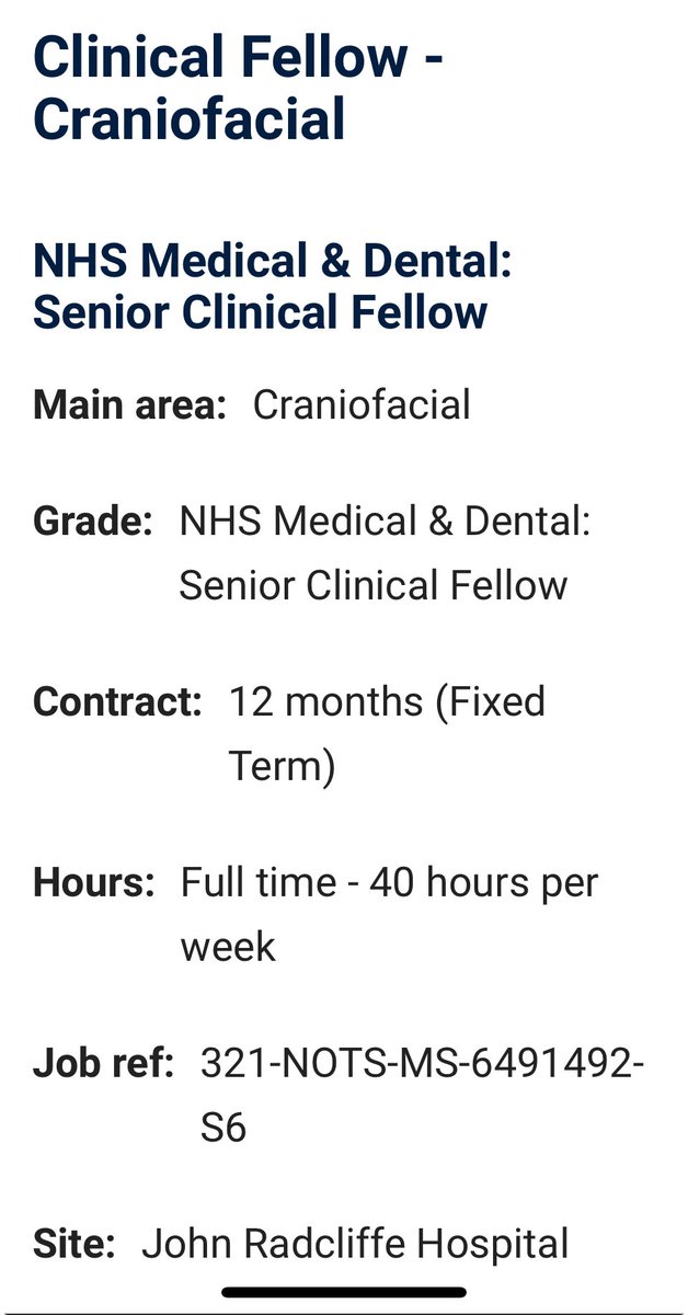 Come and join our amazing @oxfordcranio Unit team! We are recruiting a Craniofacial fellow to join our world-class service! ouh.nhs.uk/working-for-us…
