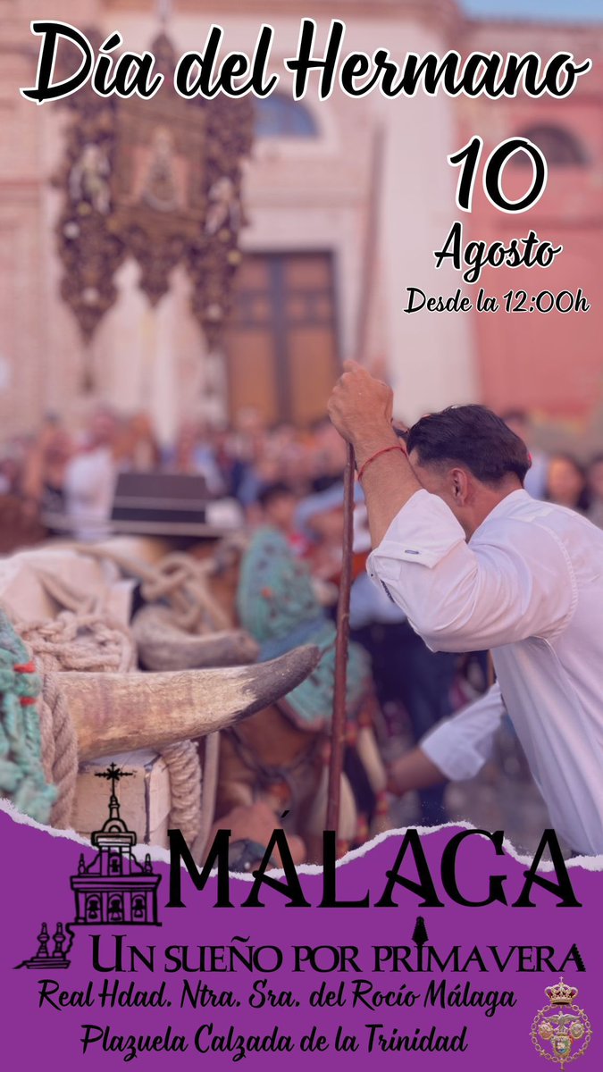 HDADMALAGA's tweet photo. 🟣⚪️ DÍA DEL HERMANO | Presentamos el cartel anunciador del Día del Hermano 2024, una convivencia en hermandad que hará del día 10 de agosto "Un sueño por primavera".

🗓️ 10 de agosto 
⏰ A partir de las 12h. del mediodía 
📍 Plazuela Calzada de la Trinidad https://t.co/0R8B0gWXB3