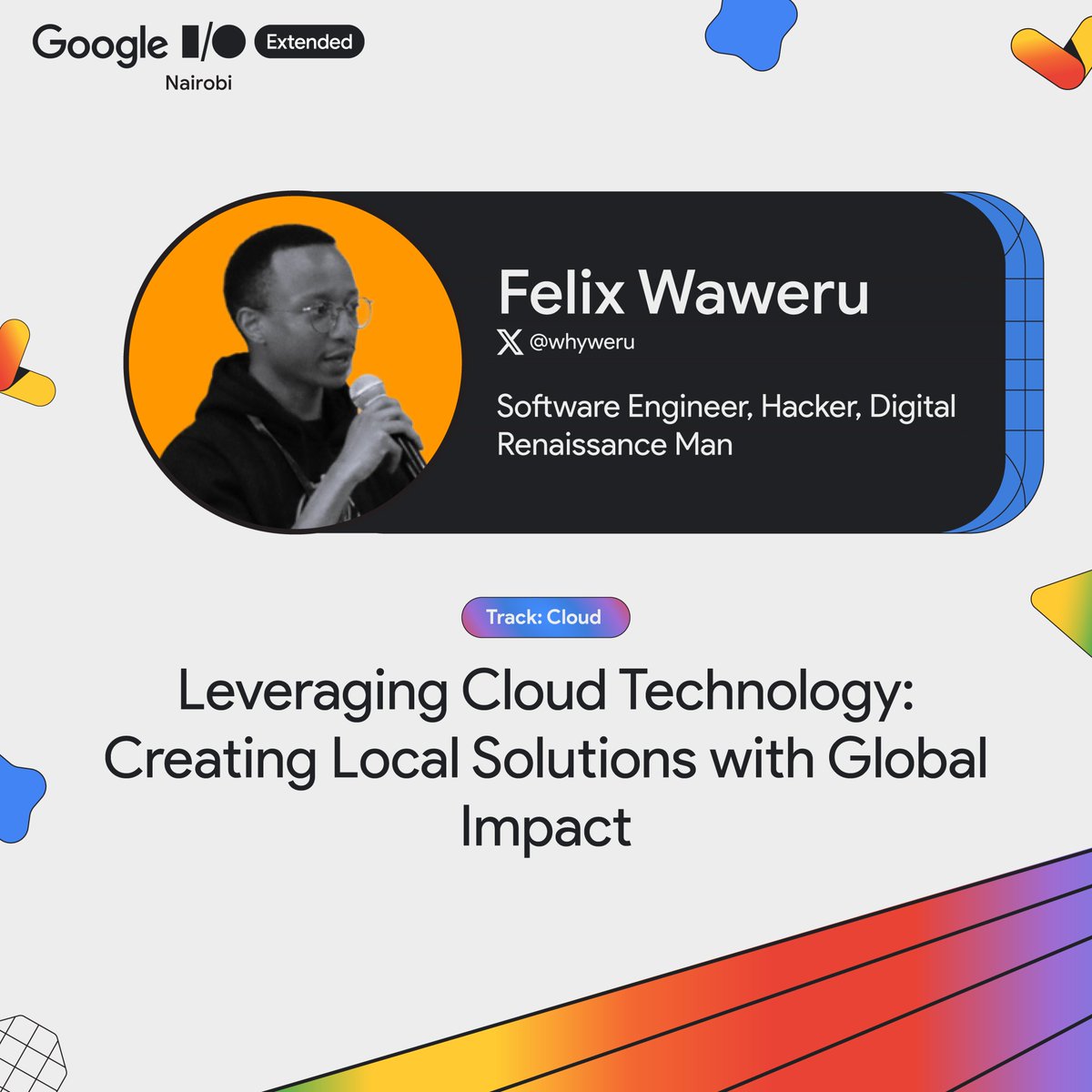 GDG_Nairobi's tweet image. 🚀 Ready to reach for the clouds? 🌥️

Announcing our Cloud track speaker for Google I/O Nairobi!

 ⚙️Leveraging Cloud Technology: Creating Local Solutions with Global Impact

 🌬️✨

#GoogleIO #GoogleIOExtended #GoogleIONairobi