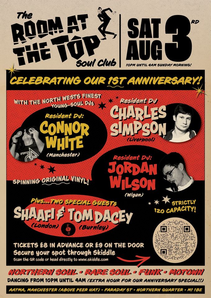 Fancy a unique club night with raw, unpolished charm taking inspiration from the gritty underground clubs of the '60s &amp; '70s? Room At The Top Soul Club returns to AATMA on the 3rd of August. 
aatmavenue.co.uk/event/room-at-…