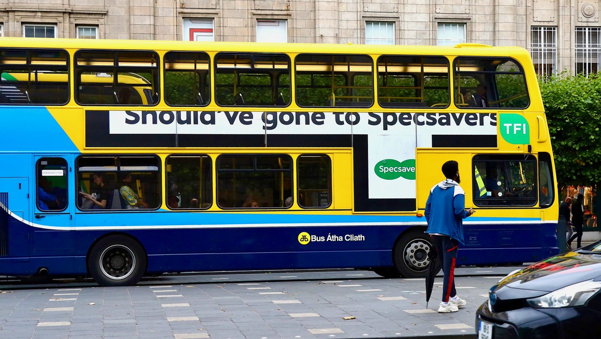 globalire's tweet photo. Have fun with the format! @specsaversie using the canvas for comedic effect 😂 #dublinbus #tside #coverage #frequency #humour https://t.co/3jUduKodxy
