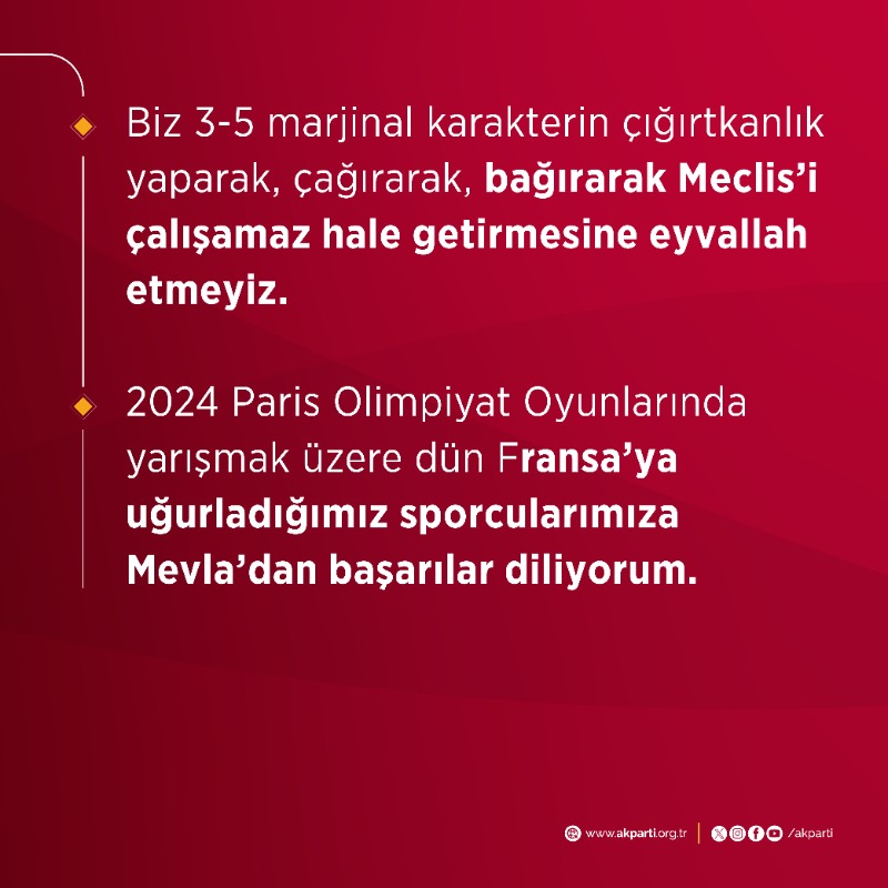 Akparti's tweet photo. Genel Başkanımız ve Cumhurbaşkanımız Recep Tayyip Erdoğan’ın TBMM Grup Toplantımızda öne çıkan açıklamaları.