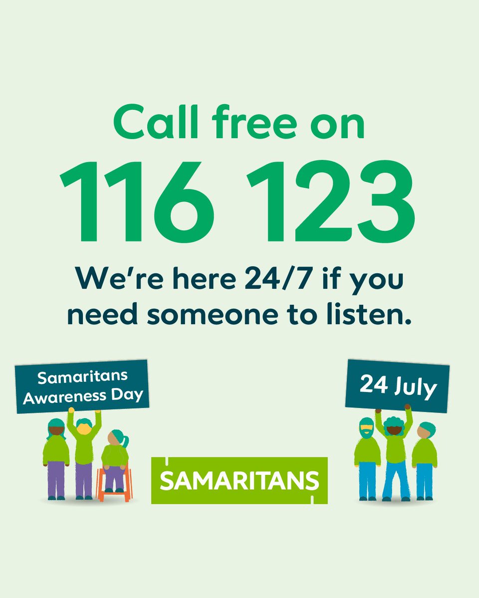 SamaritansIRL's tweet photo. Today is #SamaritansAwarenessDay, and we're on a mission to share our number far and wide!

🔁 Share this post to help us reach someone who might need us. https://t.co/jQ3F9Lvl1H