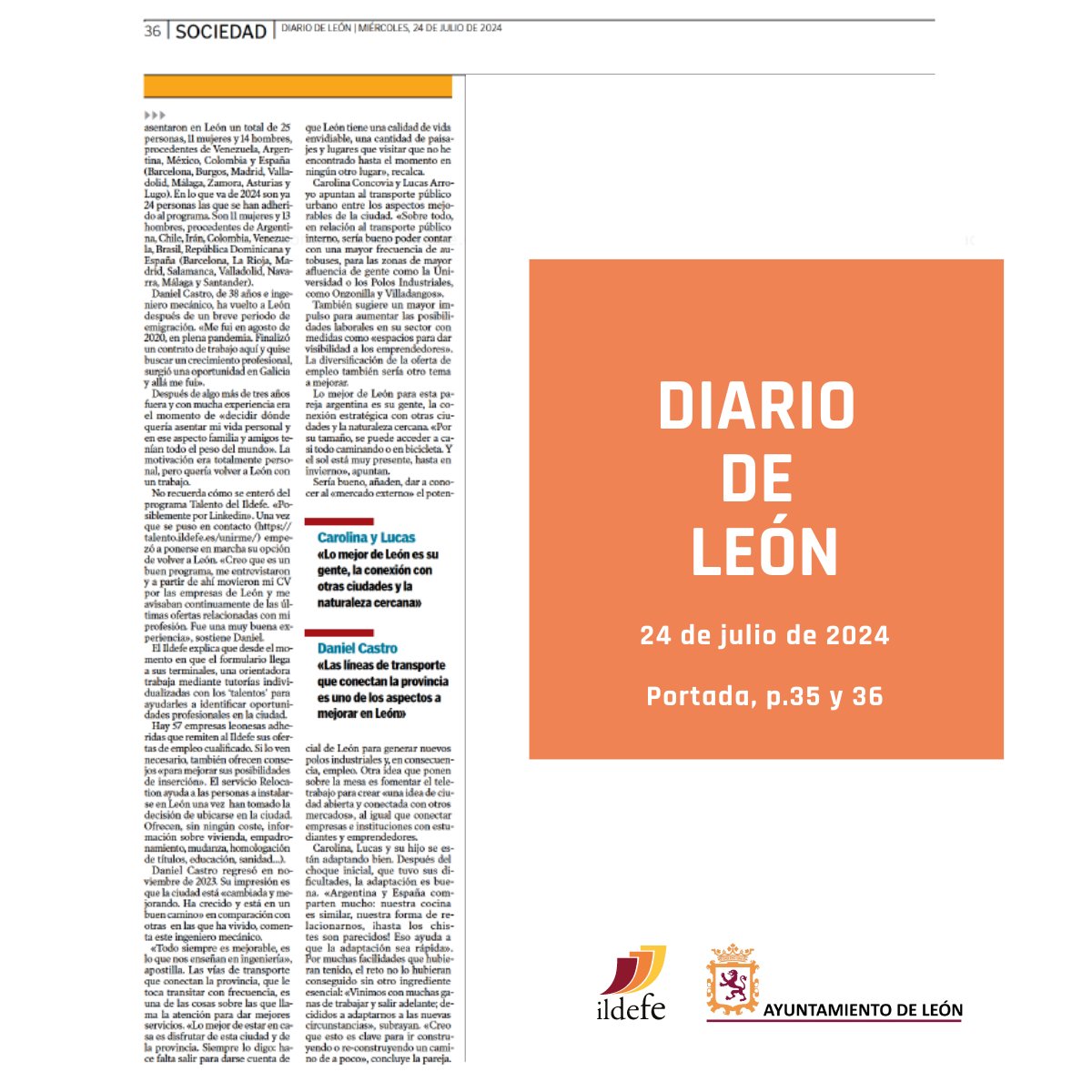 📰Reportaje de portada hoy en #DiarioDeLeón para profesionales atraídos a #LeónEsp a través del programa #TalentoLeón de <a href="/LeonAyto/">Ayuntamiento de León</a> 

#talento #oportunidades #futuro