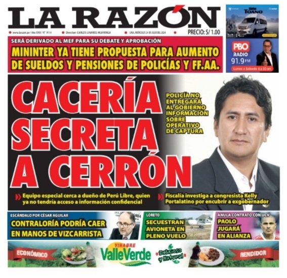 victorhponce's tweet photo. Lo de Cerron ya parece cortina de humo
Están desprestigiando a la PNP
Debe ser capturado de una vez por todas https://t.co/rtxjelFXNO