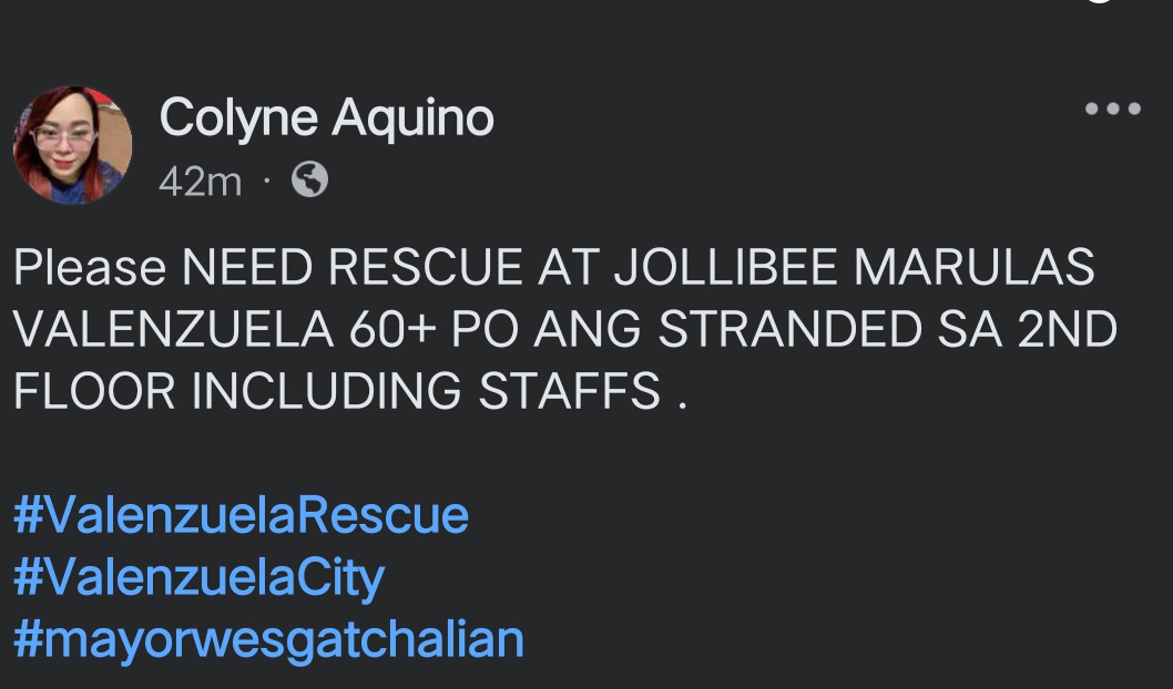 onlykmrph's tweet photo. NEED RESCUE THREAD🛟 ⚠️
Jollibee MARULAS VALENZUELA 60+ PEOPLE STRANDED ⚠️
#PhilippineCostGuard
#DPWH #NDDRMC #BFP #PNP
#RESCUE911
#CarinaPH
#GODBLESSPH https://t.co/dQ2nPNckQs