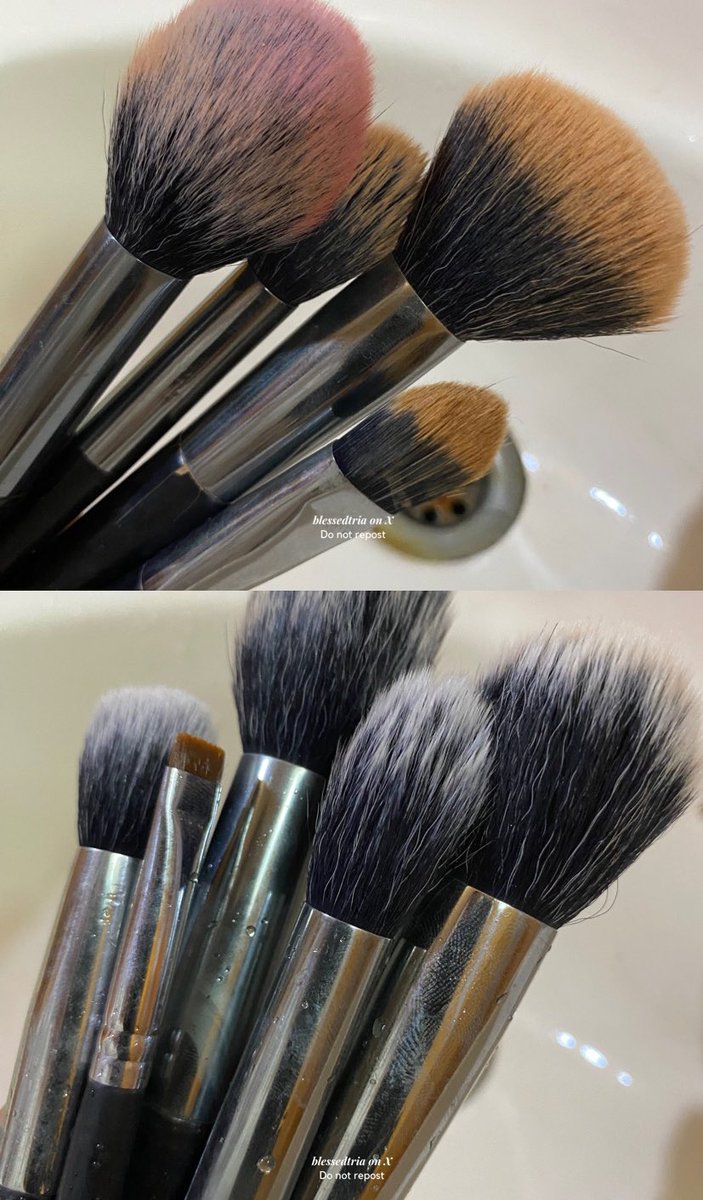 blessedtria's tweet photo. ‼️ Reminder buat kalian supaya gak malas cuci brush makeup ‼️ 

Salah satu penyebab munculnya jerawat bisa dari brush yang kotor loh, guys. Makanya jangan mager bersihin ya!
Sini aku spill cleanser yang gak bikin rontok brush kalian 😆🫶🏻 

#racuninskincare #triareview https://t.co/823agiHIHL
