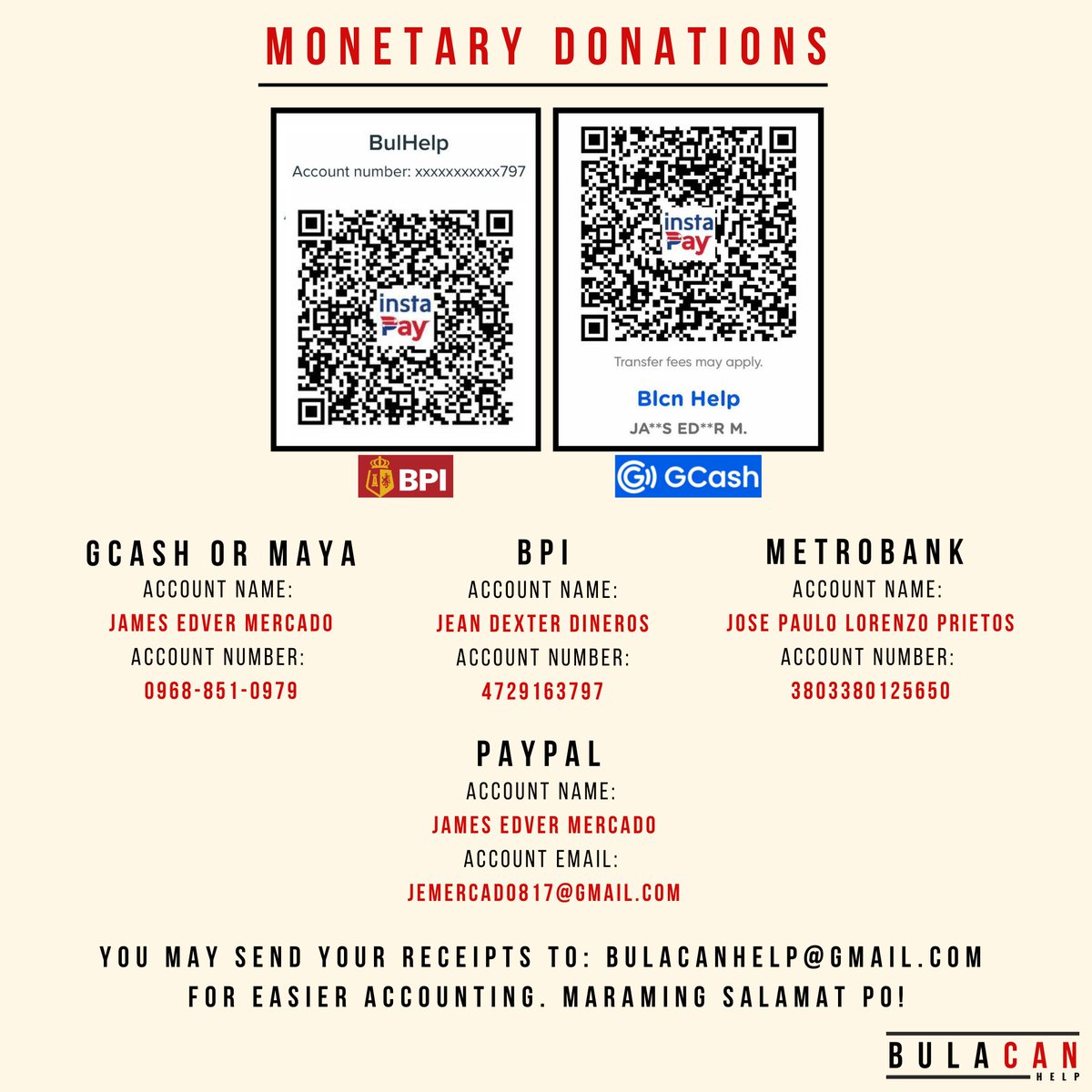 james_edver's tweet photo. ‼️CALL FOR DONATIONS ‼️ 📣 ⛈

Dala ng patuloy na hagupit ng #CarinaPH, ang BulaCAN Help ay nagsagawa muli ng isang donation drive upang makatulong sa mga apektadong komunidad ng Bulacan. Kami ay kasalukuyang nakikipag-ugnayan sa mga bayan ng Hagonoy, Kalumpit, At Bulakan. https://t.co/PHNIODMG7K
