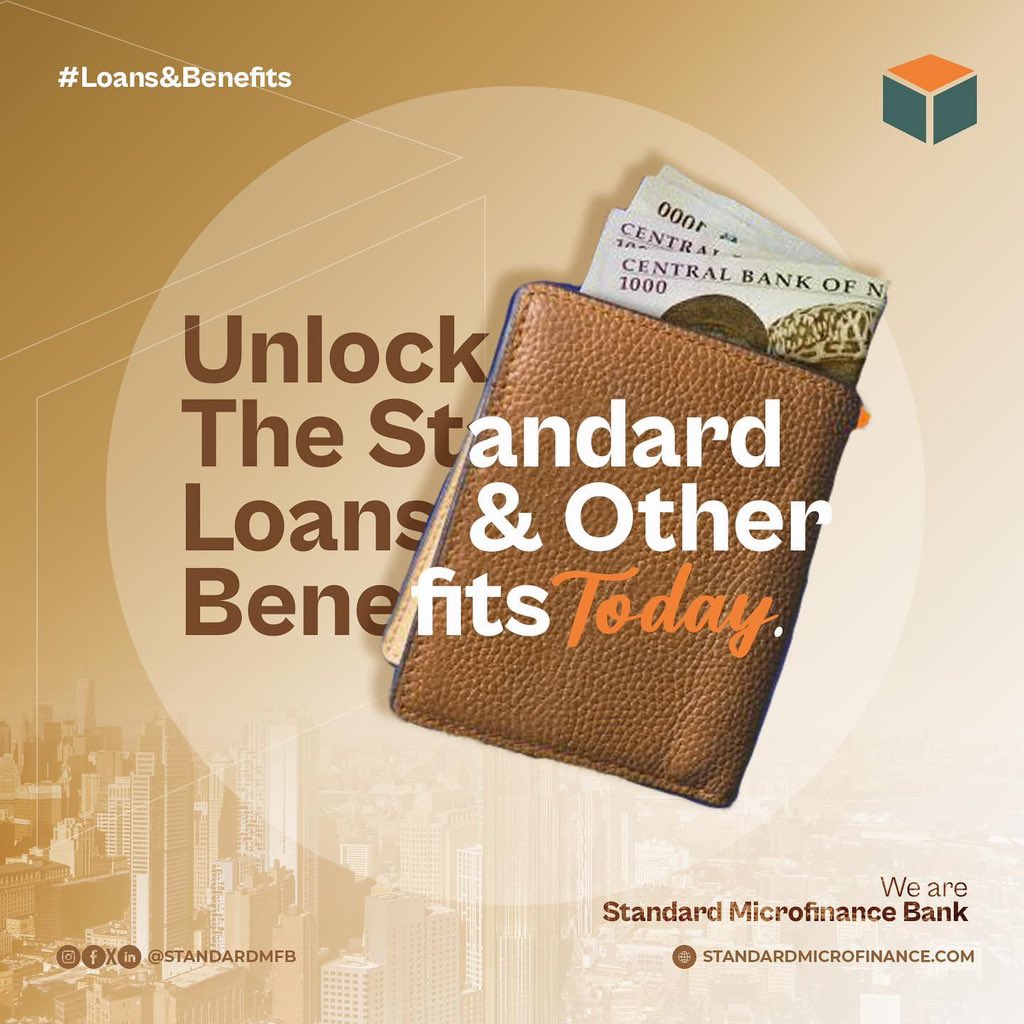Standardmfb's tweet image. Here is a gentle reminder that you can do more through our flexible loan packages.

Join our community to unlock countless benefits today and always.

#StandardMicrofinance
#microfinancebank
#Loan #CBN #financialfreedom