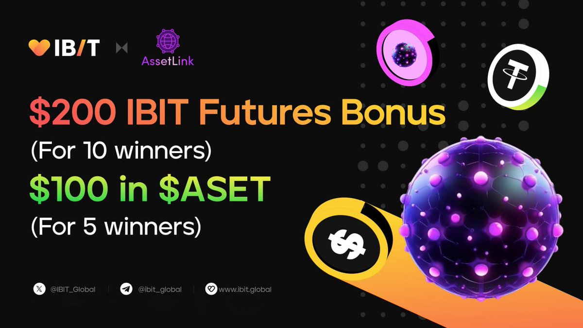 IBIT_Global's tweet photo. 🚀 To celebrate our #partnership with @AtivoLabs, we’re thrilled to launch a special co-campaign with fantastic rewards for our users. Complete simple tasks and win big #prizes!

🏆 Prizes include a $200 Future Bonus for 10 winners and $100 in $ASET for 5 winners.

Join Now 👉 https://t.co/IGurSUm0FZ

𝐁𝐨𝐧𝐮𝐬: #IBIT exchange users enjoy an exclusive offer - Buy 1 $ASET, get 1 $ASET free! 👉 https://t.co/AvMijNkDRX

 #Crypto #airdrop #web3 #Giveaway